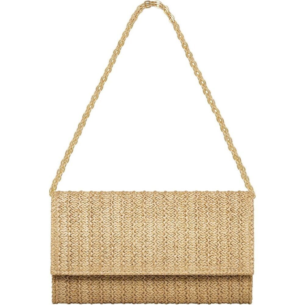 Straw Clutch Purse Shoulder Bag Envelope Summer Beach Travel Casual